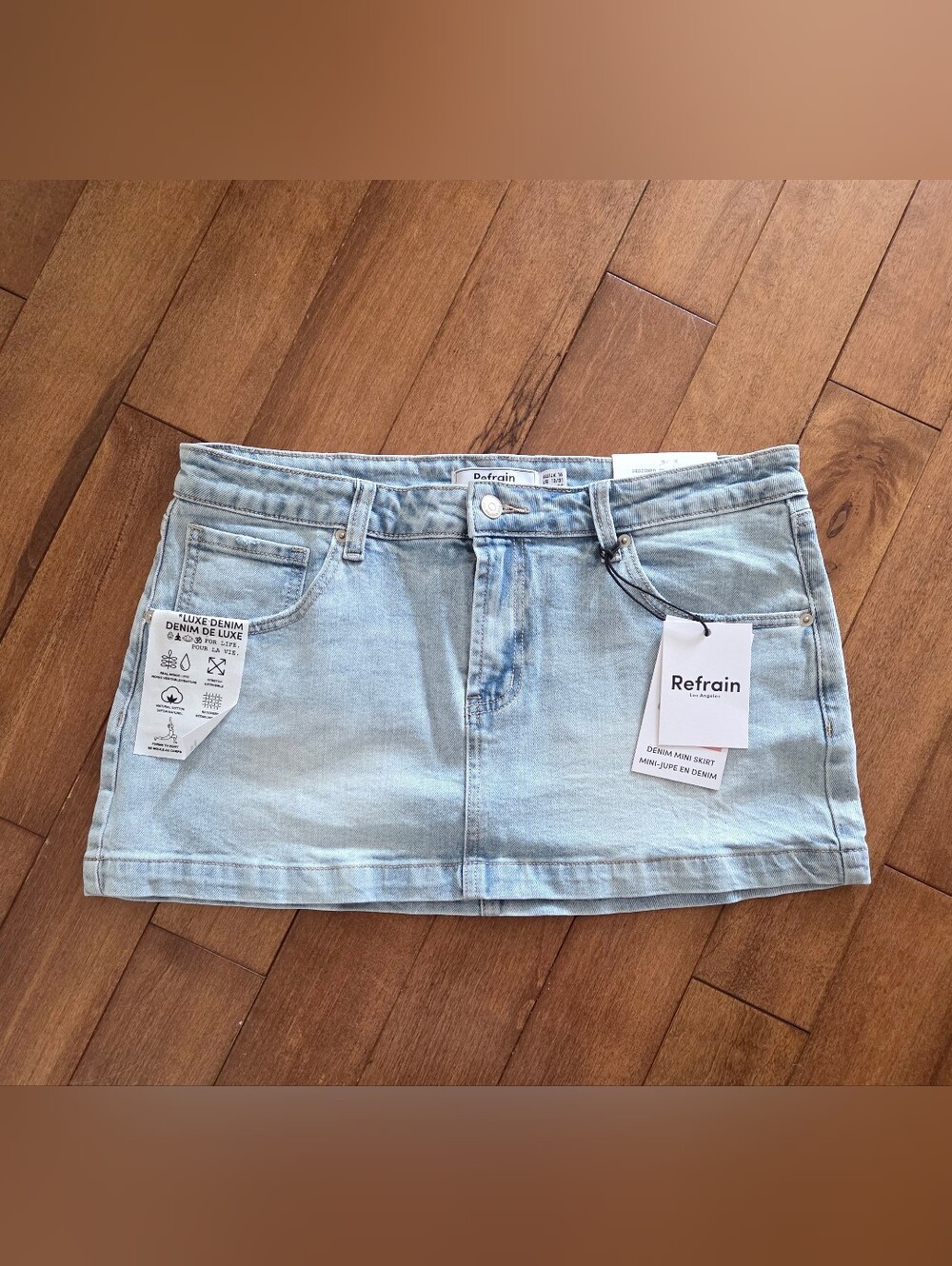 Refrain Y2K Light Blue Denim Mini Skirt Size 13/31